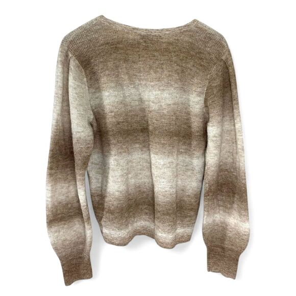 Madewell Alpaca Blend Sweater Women XL Deep V Neck Gradient Beige Quiet Luxury - Picture 3 of 8